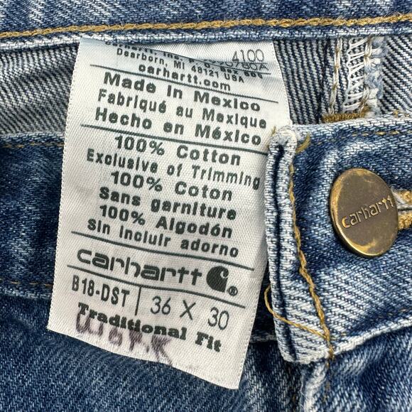 Carhartt Jeans Mens 36x30 Straight Leg Heritage Quality Utility Workwear Cowboy - Picture 6 of 7